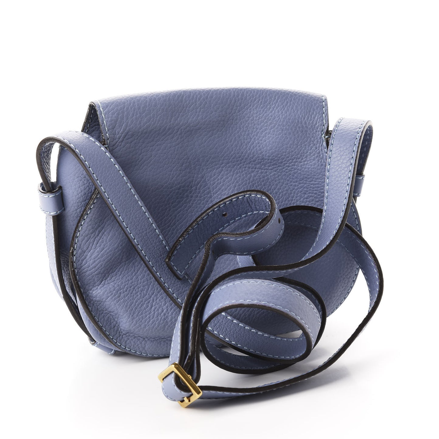 Calfskin Mini Marcie Round Crossbody Bag Street Blue