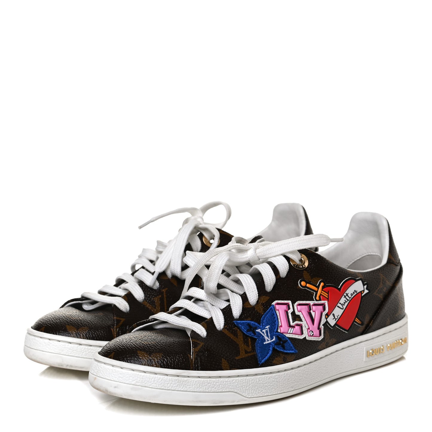 Calfskin Monogram LV Black Heart Sneakers 36 Cacao