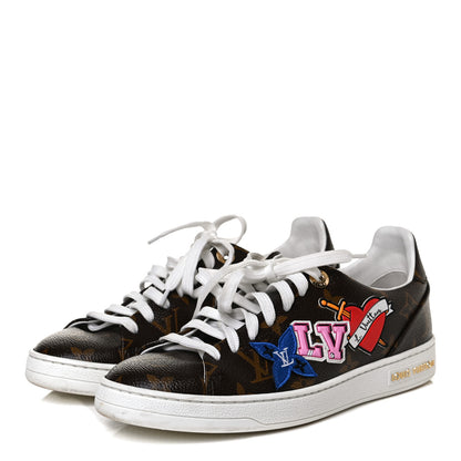 Louis Vuitton Calfskin Monogram LV Black Heart Sneakers 36 Cacao 3 of 13