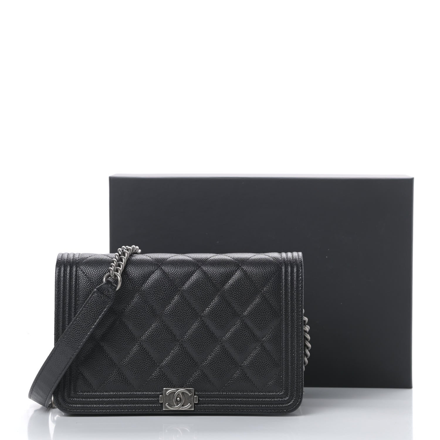 Chanel Caviar Quilted Boy Wallet On Chain WOC Black 16 of 16