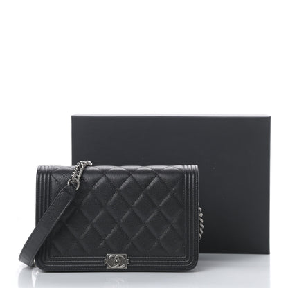Chanel Caviar Quilted Boy Wallet On Chain WOC Black 16 of 16
