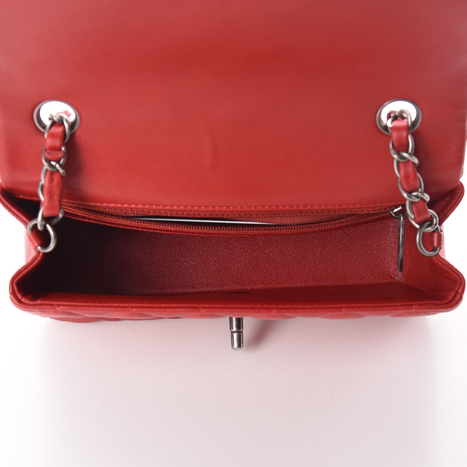 Chanel Lambskin Quilted Mini Rectangular Flap Red 7 of 11