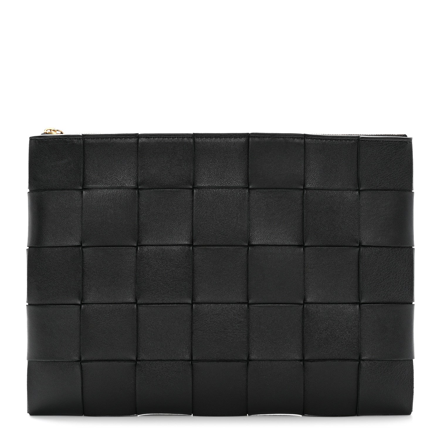 Bottega Veneta Nappa Maxi Intrecciato Cassette Flat Zip Medium Pouch Black 1 of 8