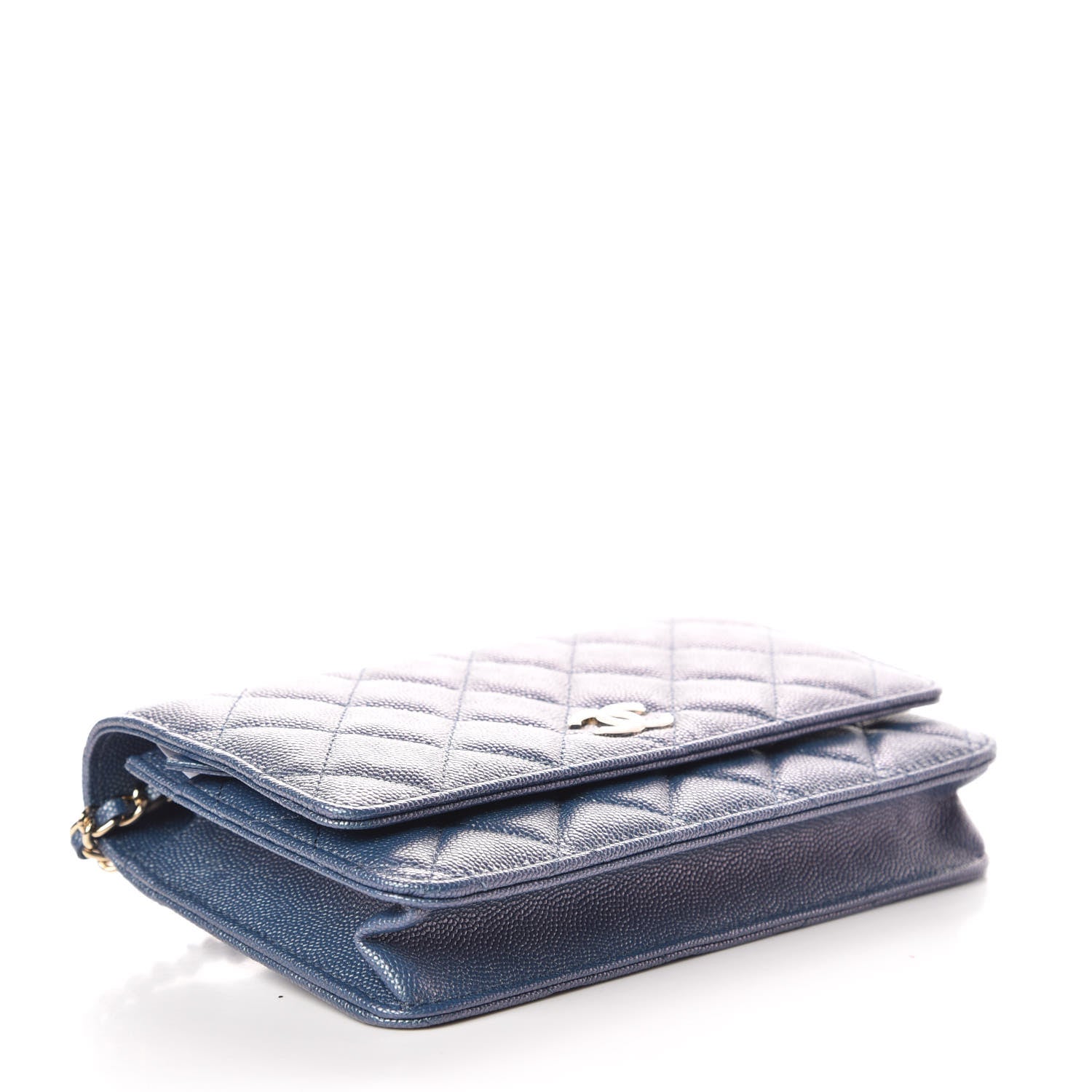 Chanel Iridescent Caviar Quilted Wallet on Chain WOC Dark Blue 4 of 11