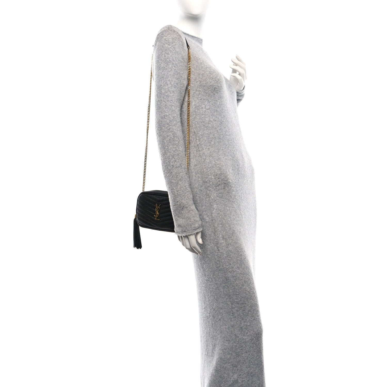 Saint Laurent Grain De Poudre Matelasse Monogram Mini Lou Camera Bag Black 2 of 10