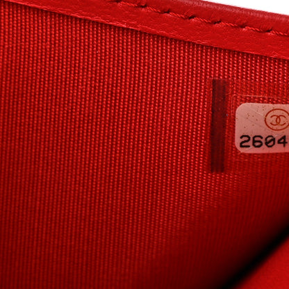 Chanel Lambskin Chevron Quilted Studded Compact Flap Wallet Red 10 of 14