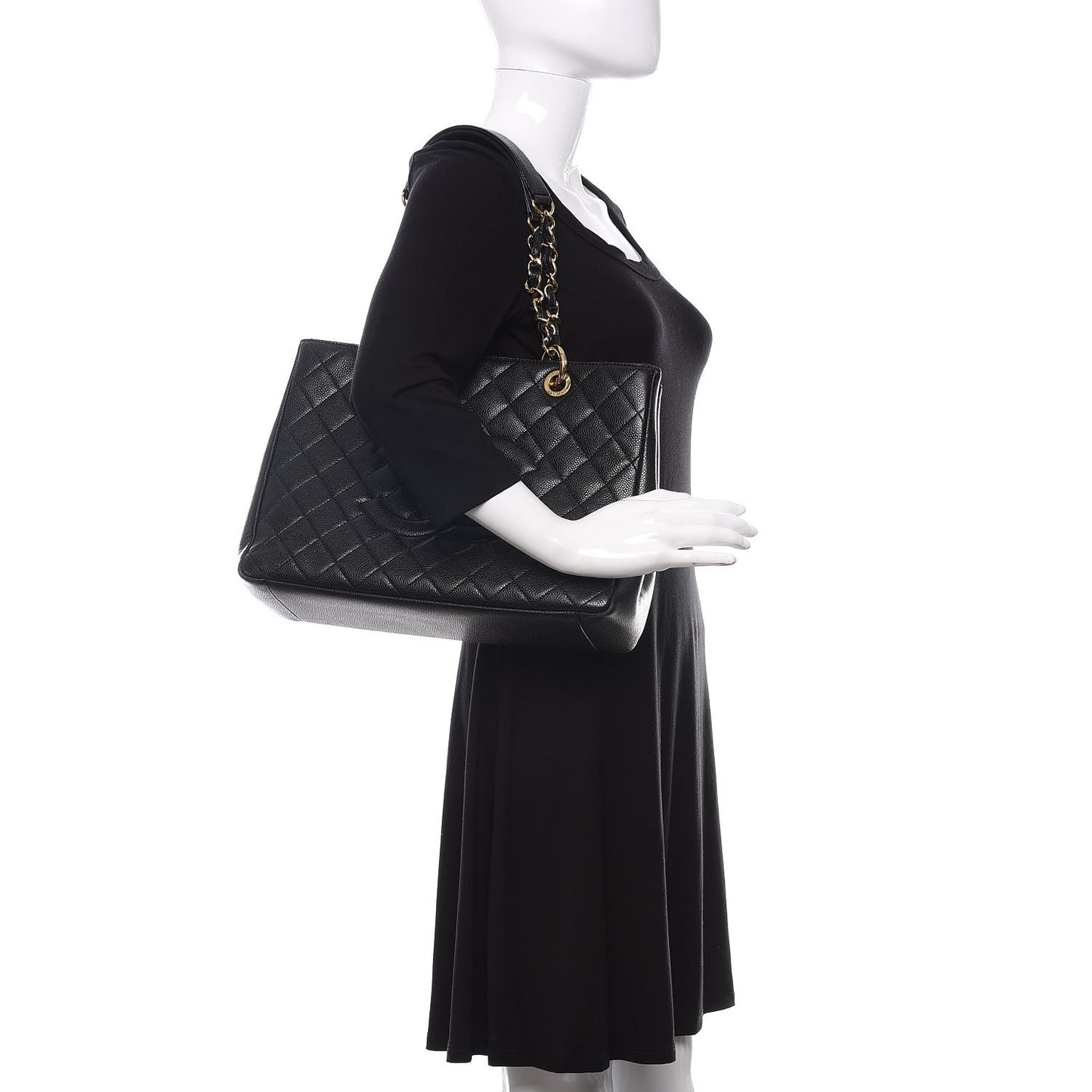 Caviar Quilted Grand Shopping Tote GST Black