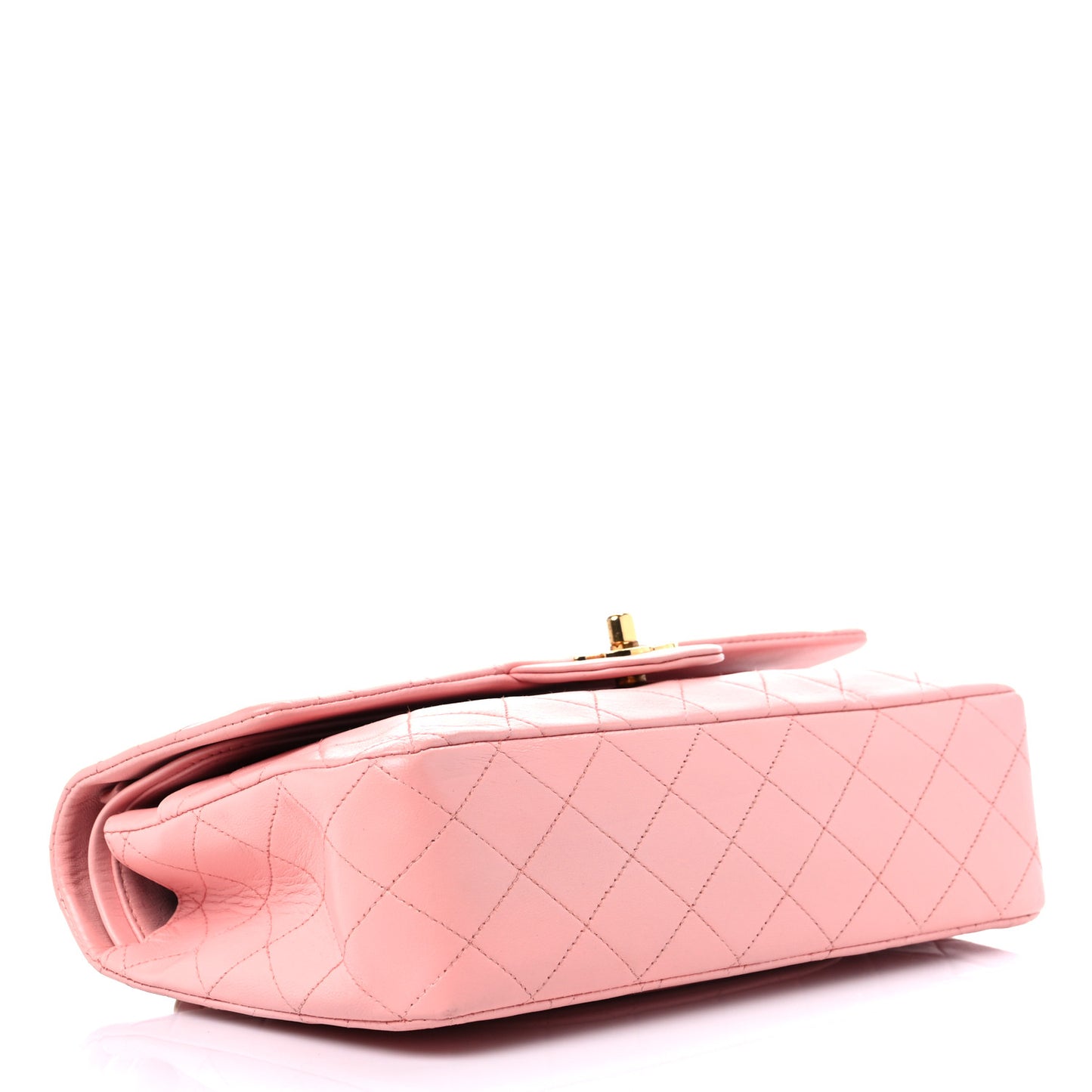 Lambskin Quilted Medium Double Flap Light Pink