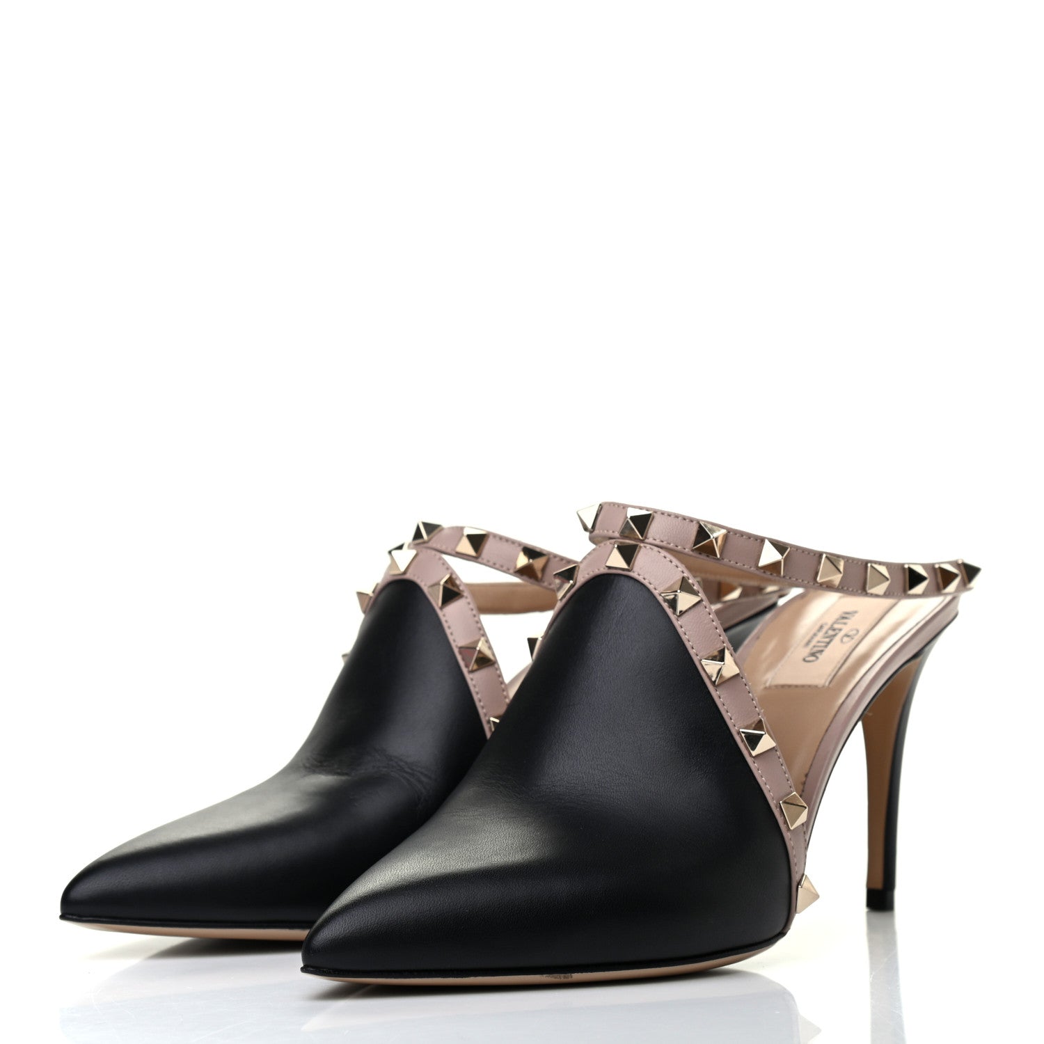 Valentino Garavani Nappa Rockstud Heel Mules 39 Black Poudre 3 of 8
