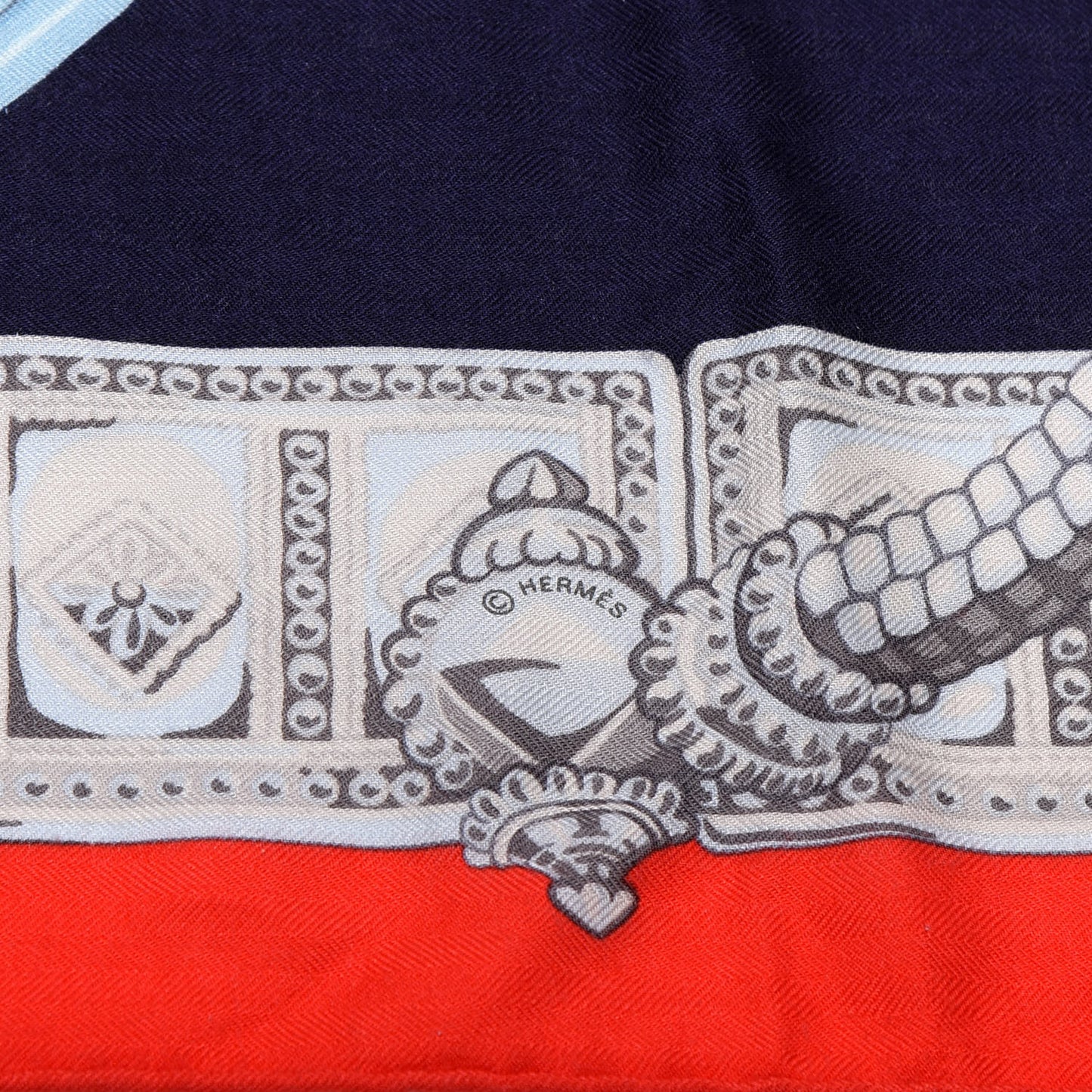 Cashmere Silk Ceintures Et Liens Shawl 140 Rouge Marine Bleu