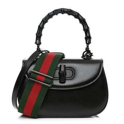 Gucci Boarded Dyana Lux Calfskin Web Monochrome Small Bamboo 1947 Top Handle Bag Black 3 of 8