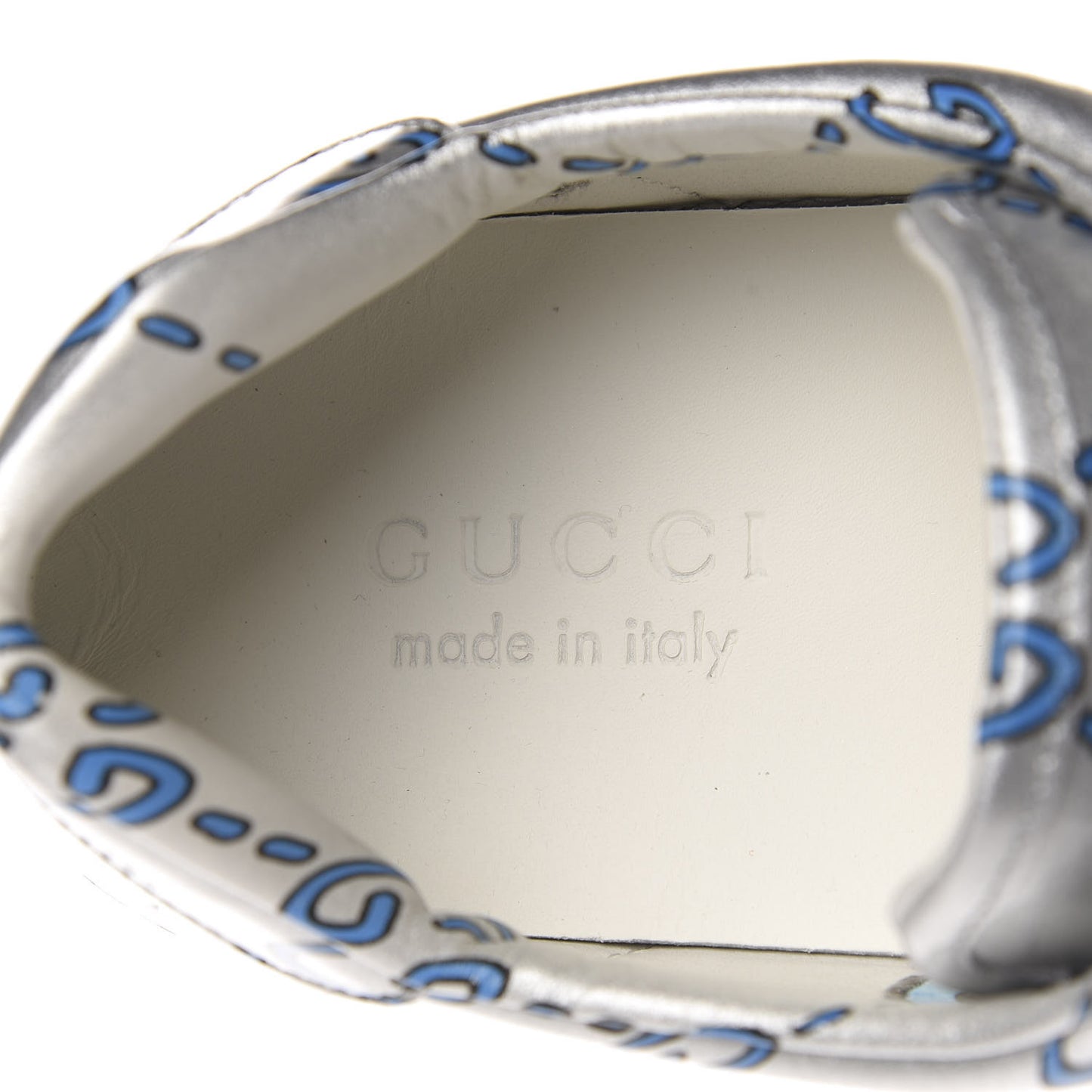 Miro Rubber Wax GucciGhost Print Mens New Ace Sneakers 9 Silver