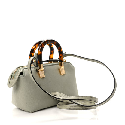 Fendi Canvas Vitello King Plexiglass Logo Embroidered Mini By The Way Top Handle Boston Bag Green Tea 3 of 10