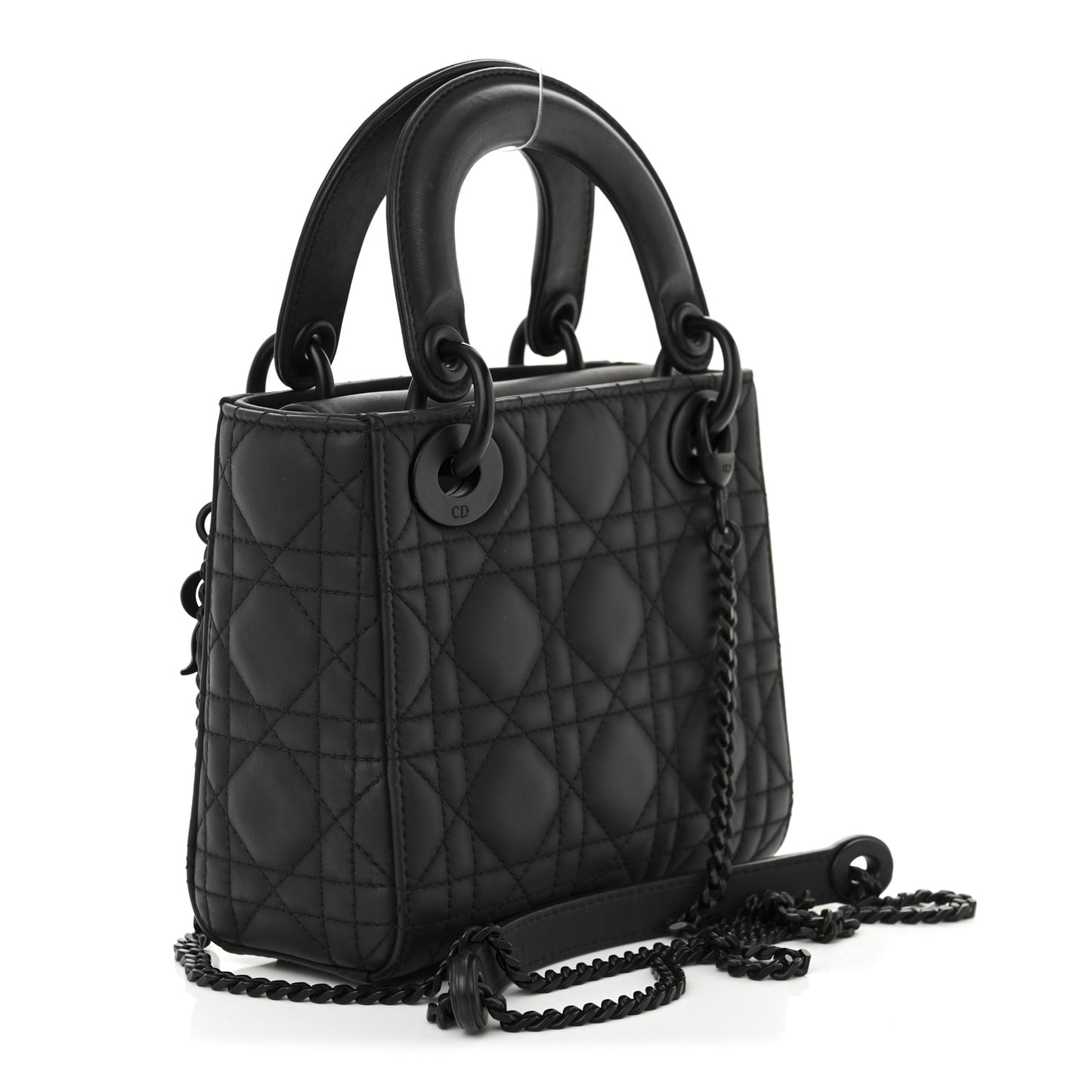 Ultra Matte Calfskin Cannage Mini Lady Dior Black