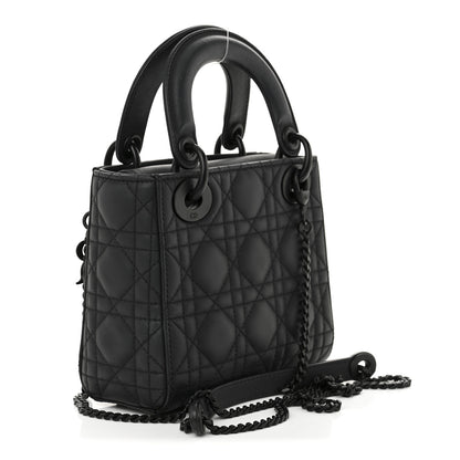 Christian Dior Ultra Matte Calfskin Cannage Mini Lady Dior Black 3 of 13