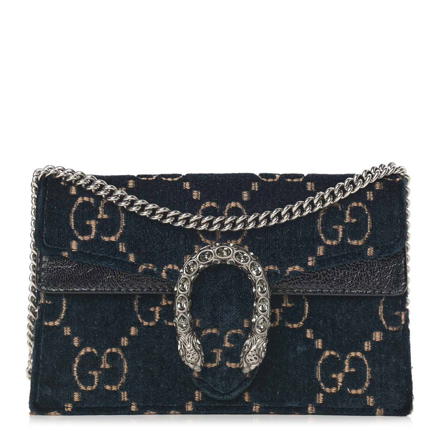 Velvet GG Monogram Super Mini Dionysus Shoulder Bag Blue Beige Black