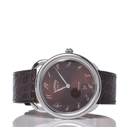 Hermes Stainless Steel Alligator 41mm Arceau Automatic Watch Havane 3 of 8