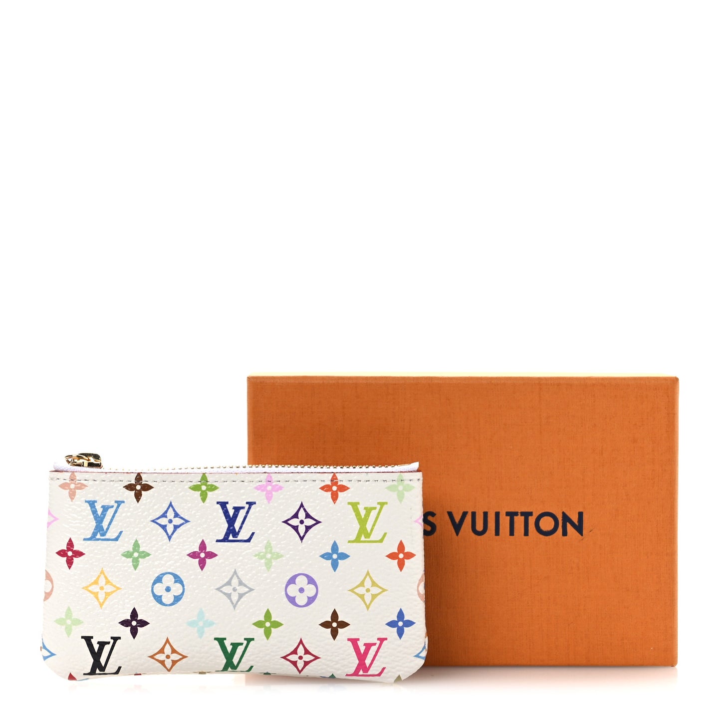 LV X TM Monogram Multicolor Key Pouch White