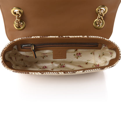 Gucci Raffia Elaphe Matelasse Small GG Marmont Shoulder Bag Natural Cream Brown 5 of 10
