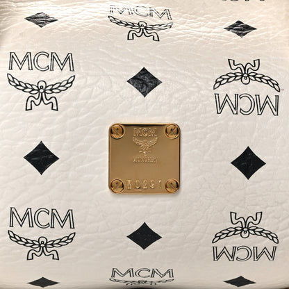MCM Visetos Essential Barrel Bag White Yellow 10 of 12