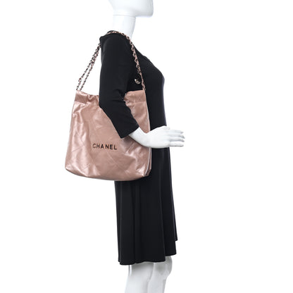 Chanel Metallic Calfskin Quilted Small Chanel 22 Pink 2 of 10