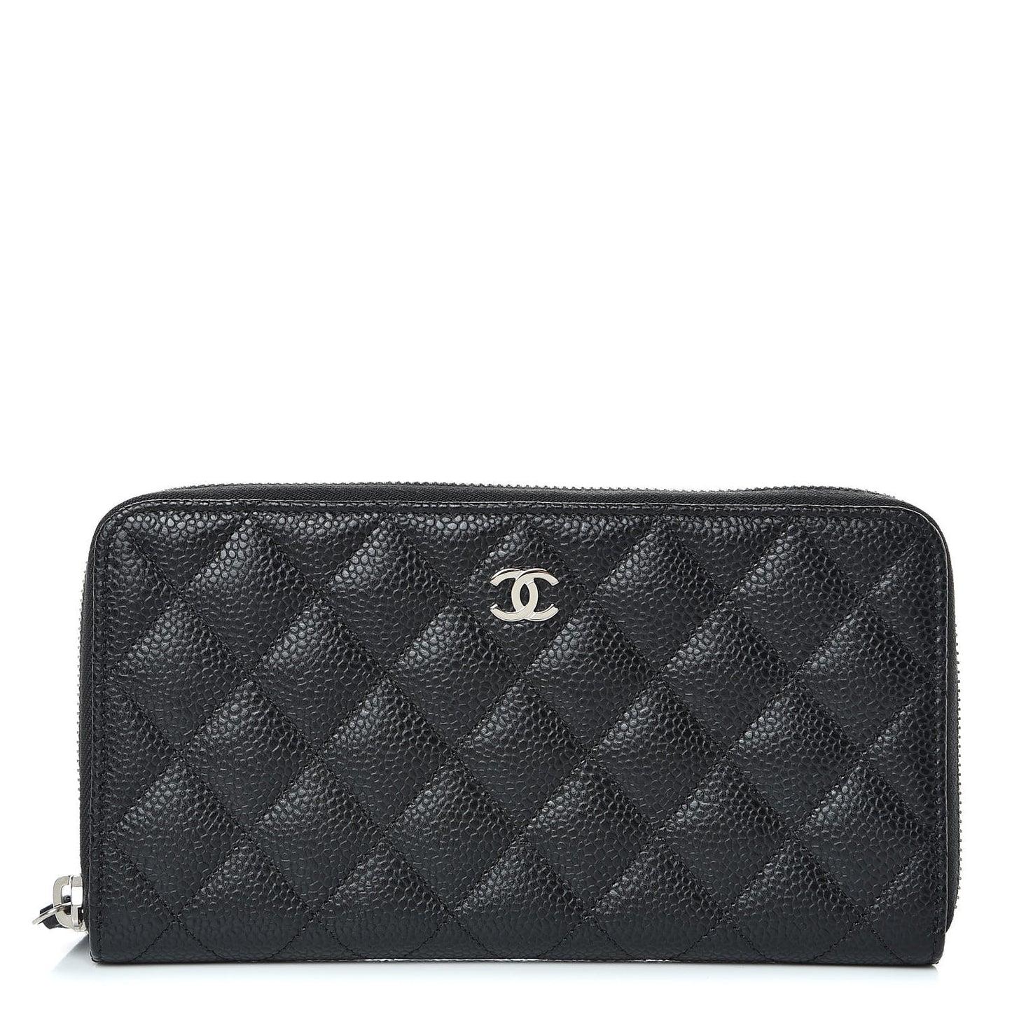 Caviar Quilted Large Gusset Zip Around Wallet Black
