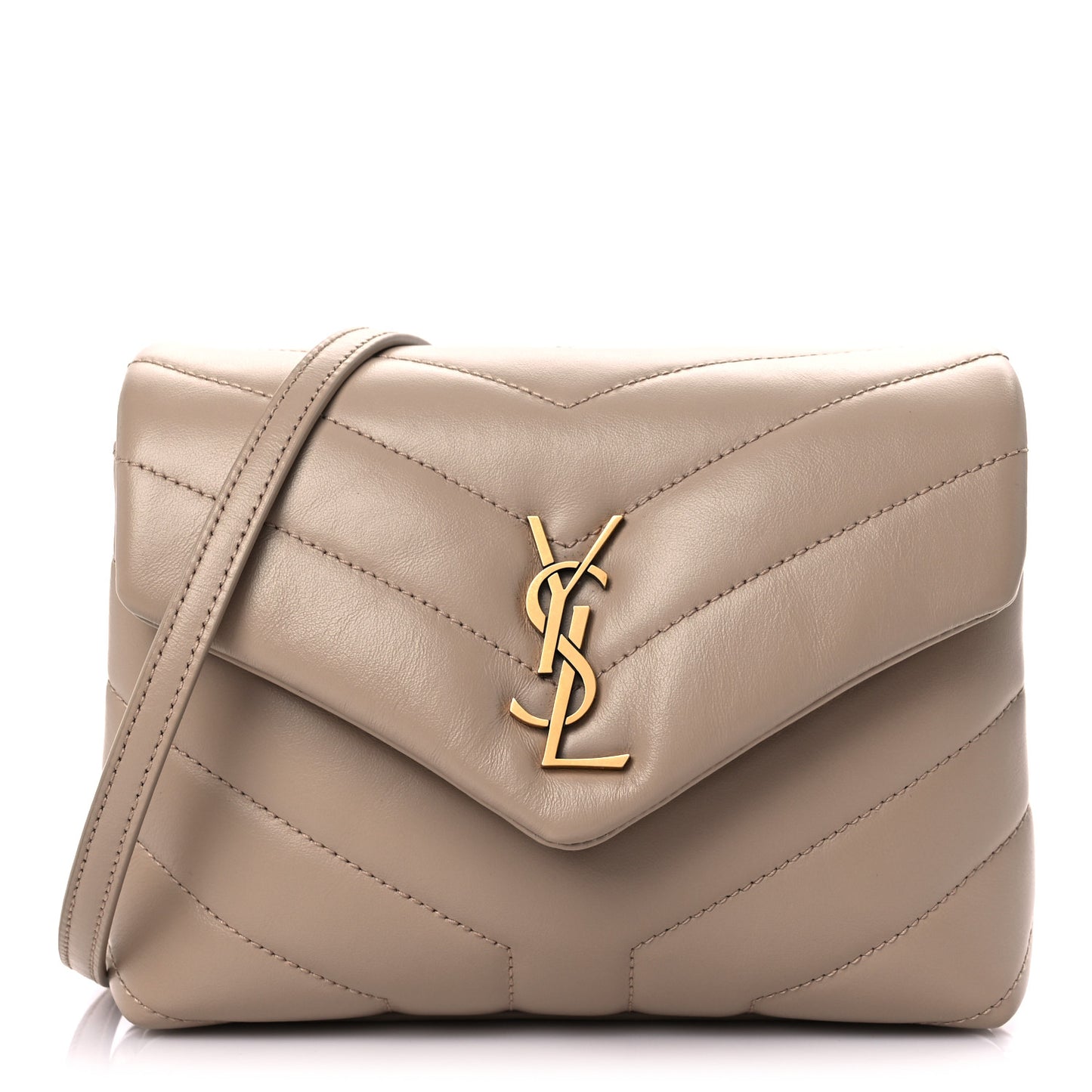 Calfskin Y Quilted Monogram Toy Loulou Crossbody Bag Dark Beige