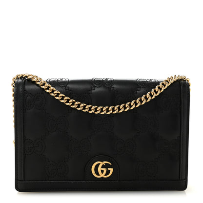 Gucci Calfskin GG Matelasse Chain Wallet Black 1 of 10