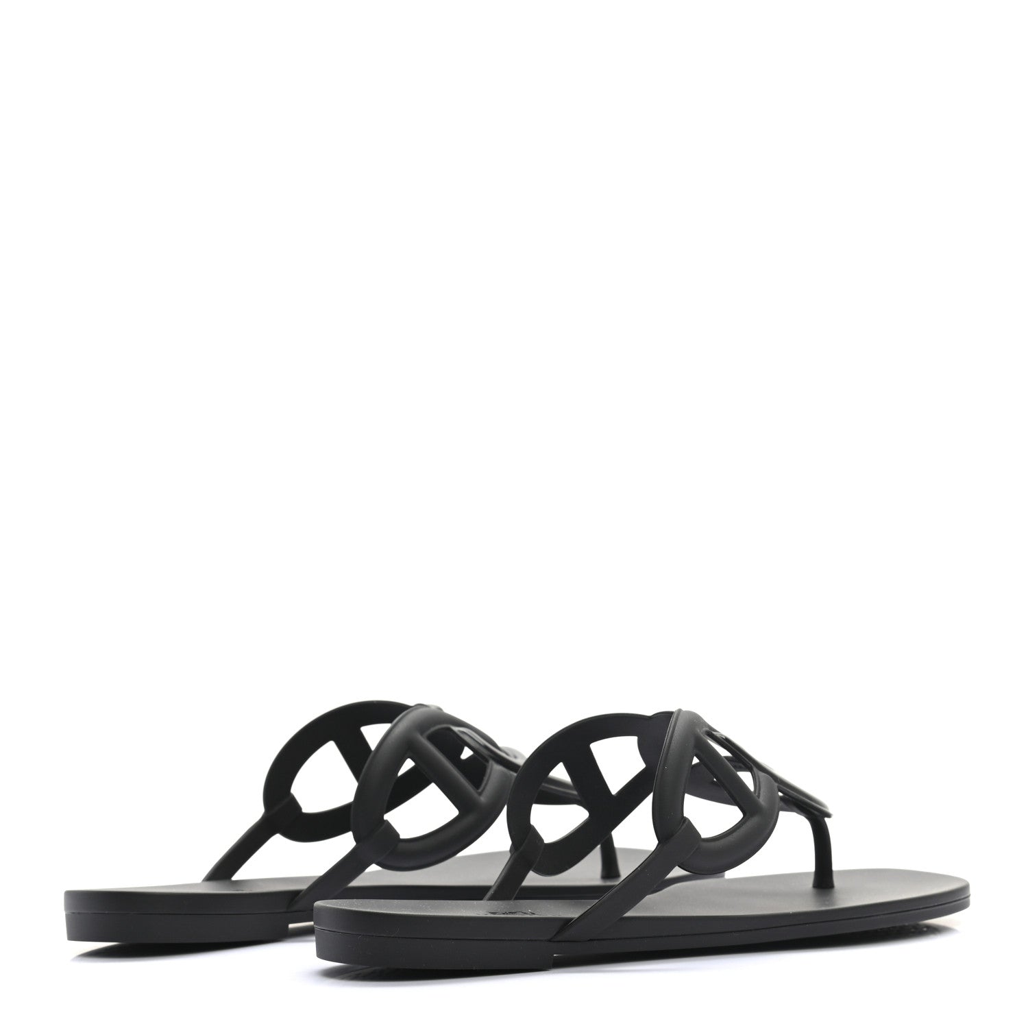 Hermes Rubber Womens Egerie Sandals 39 Black 4 of 7