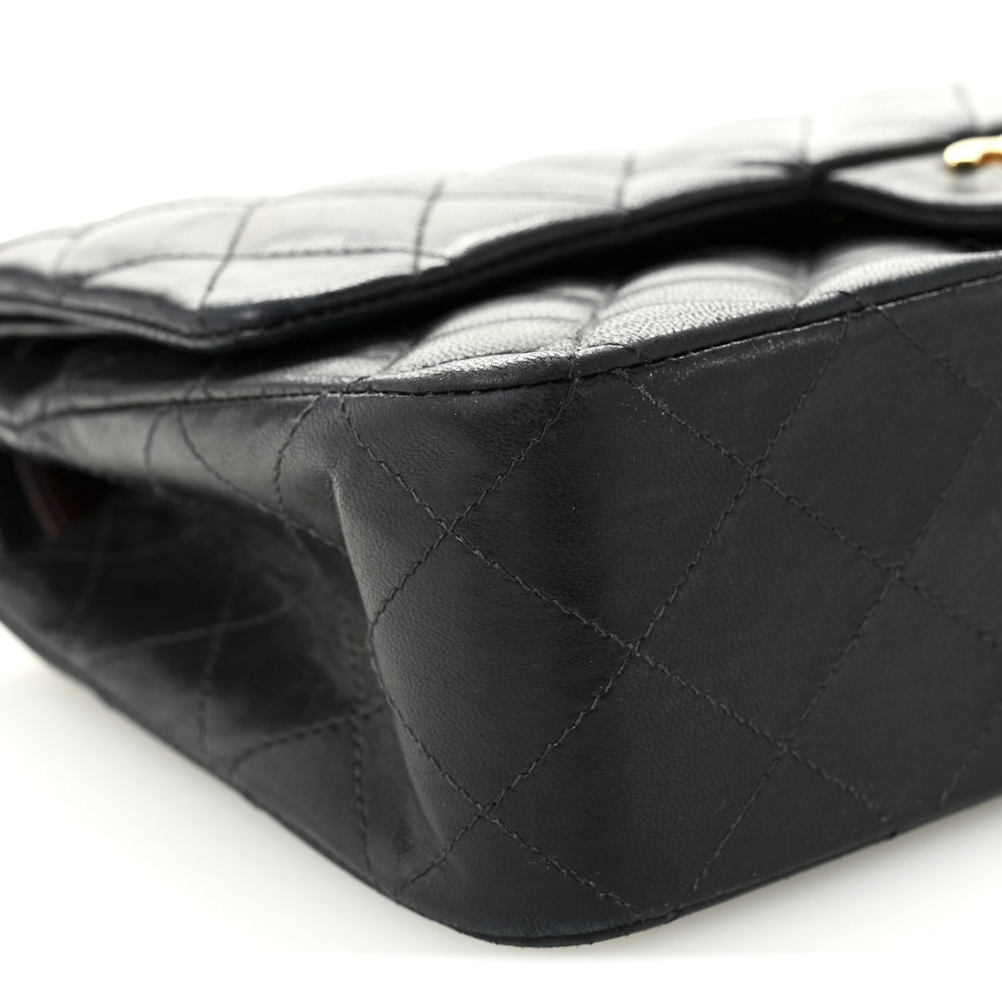 Lambskin Quilted Medium Double Flap Black