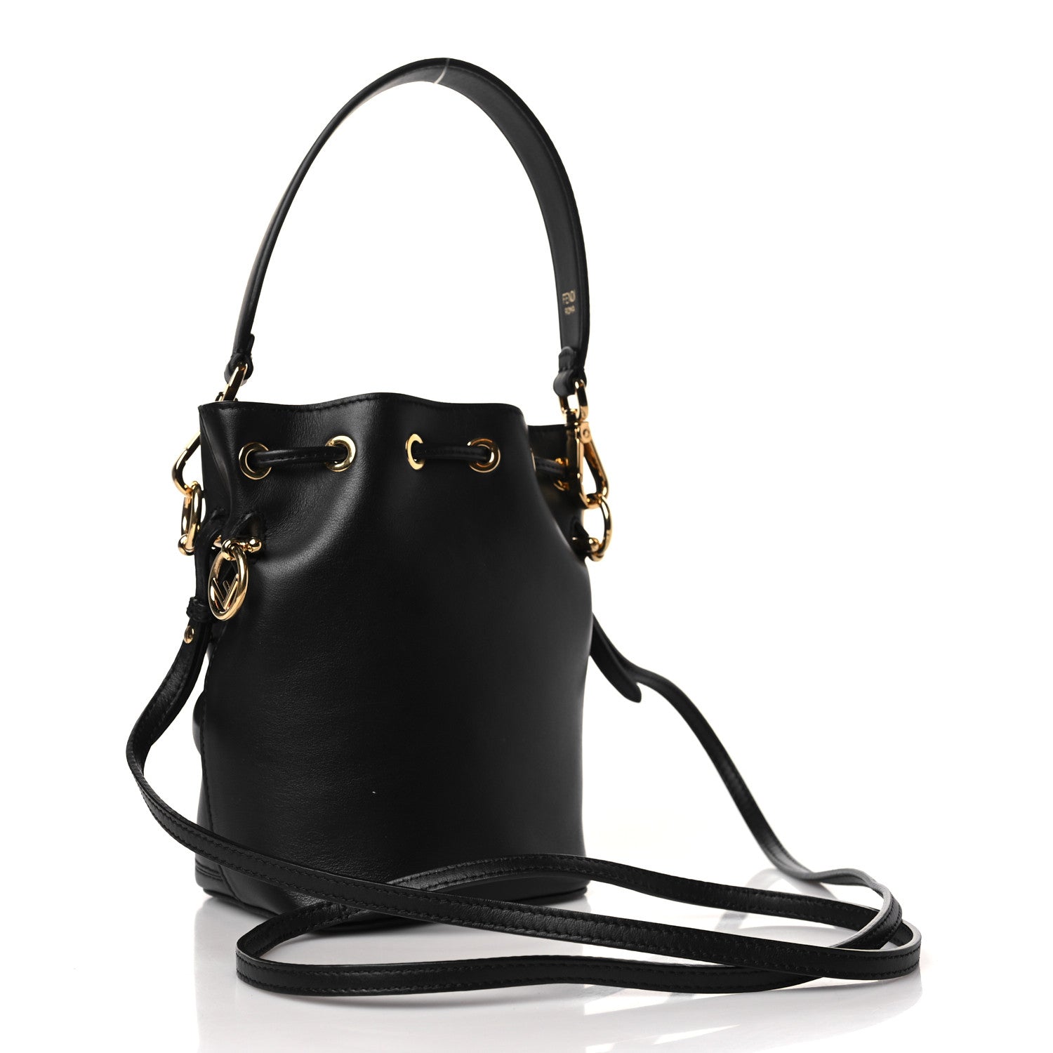Fendi Vitello Century F is Fendi Eyebrow Monster Eyes Embossed Mini Mon Tresor Bucket Bag Black 2 of 8