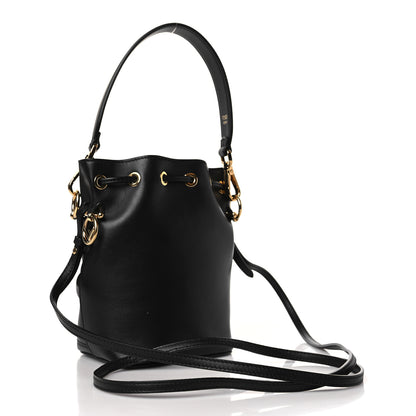 Fendi Vitello Century F is Fendi Eyebrow Monster Eyes Embossed Mini Mon Tresor Bucket Bag Black 2 of 8