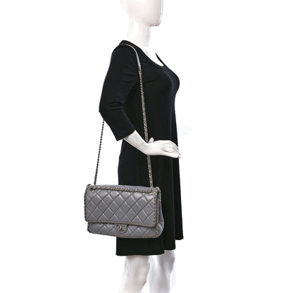 Chanel Crumpled Calfskin Large Chain All Over Flap Grey 2 of 13