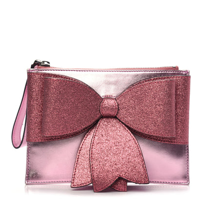 Gucci Calfskin Glitter Bow Wristlet Pink Rose 1 of 16