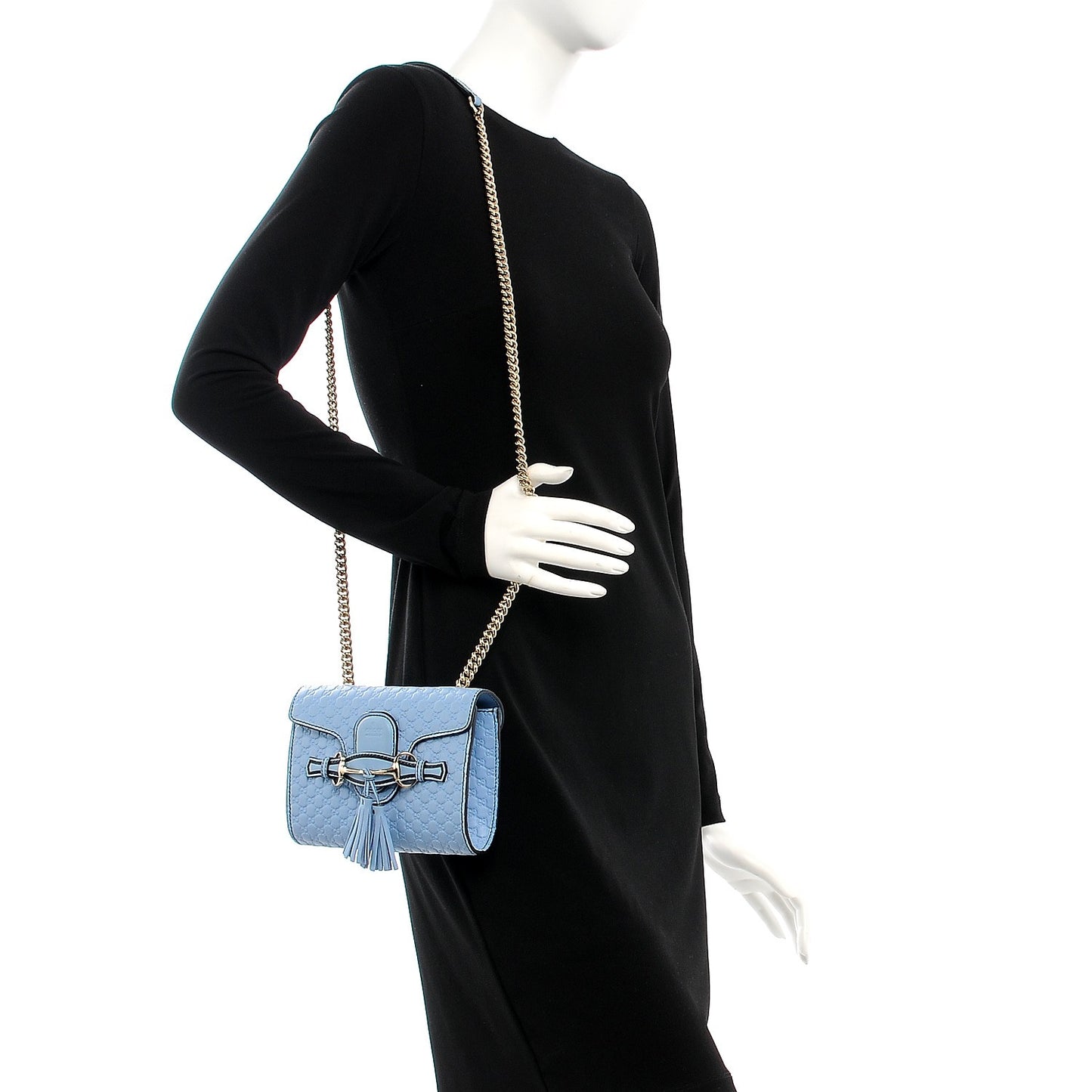 Soft Microguccissima Mini Emily Chain Shoulder Bag Mineral Blue