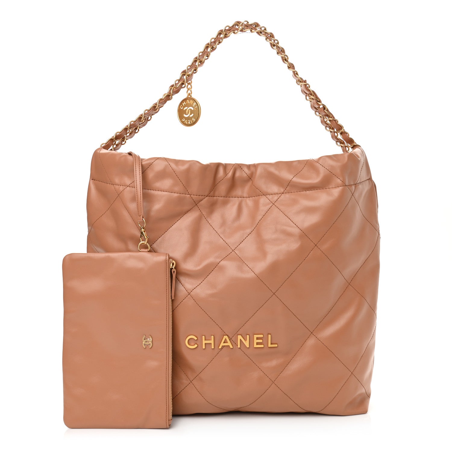 Chanel Shiny Calfskin Quilted Chanel 22 Brown 1 of 12