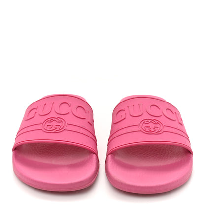 Gucci Rubber Womens Logo Slide Sandals 39 Fuchsia 3 of 10
