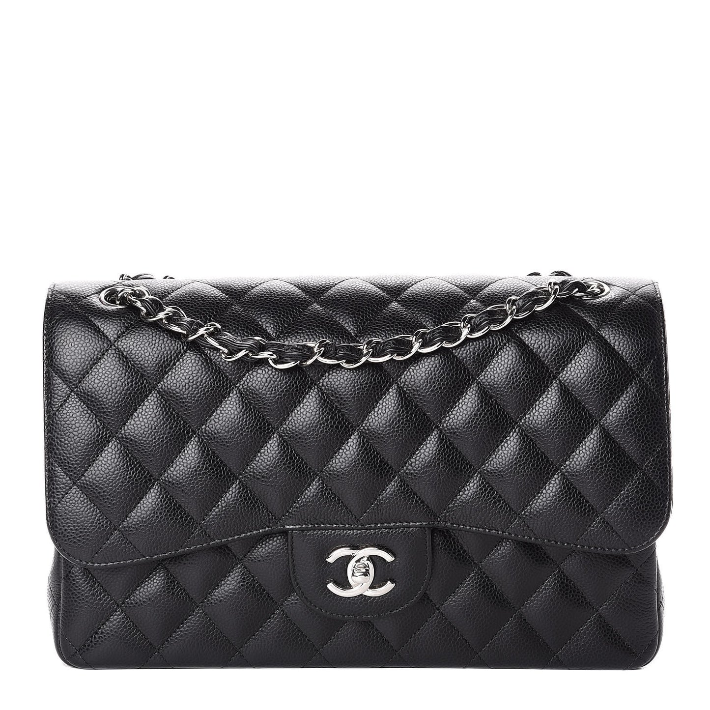 Caviar Quilted Jumbo Double Flap Black