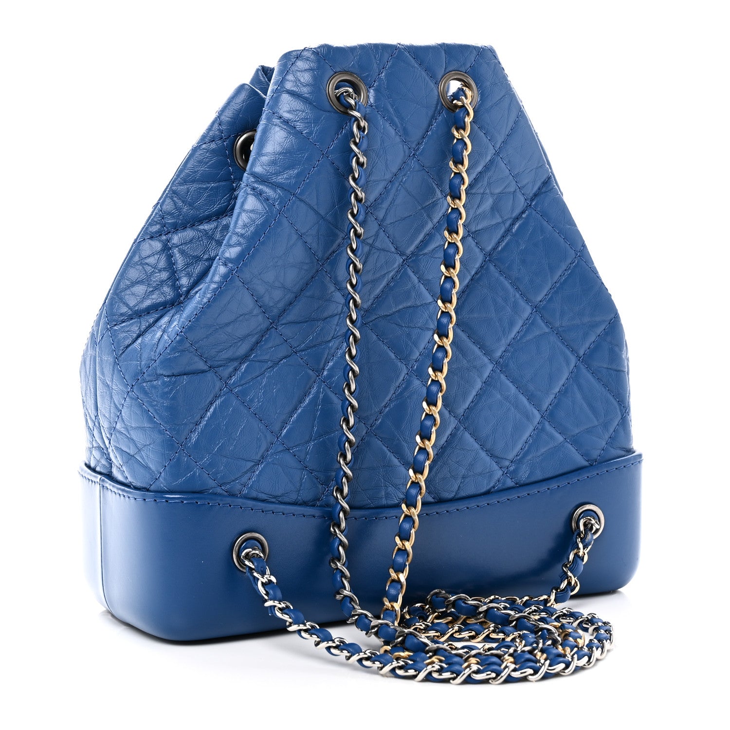 Chanel Aged Calfskin Quilted Small Gabrielle Backpack Blue 3 of 10