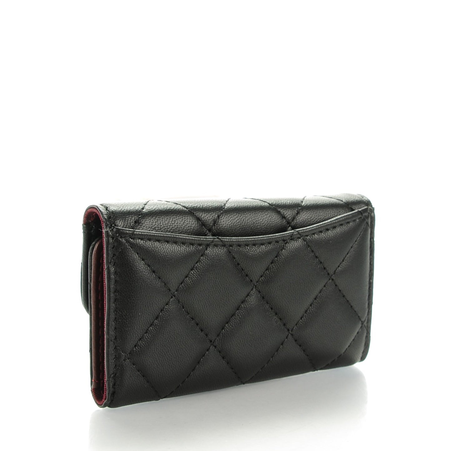 Lambskin Quilted 6 Key Holder Black