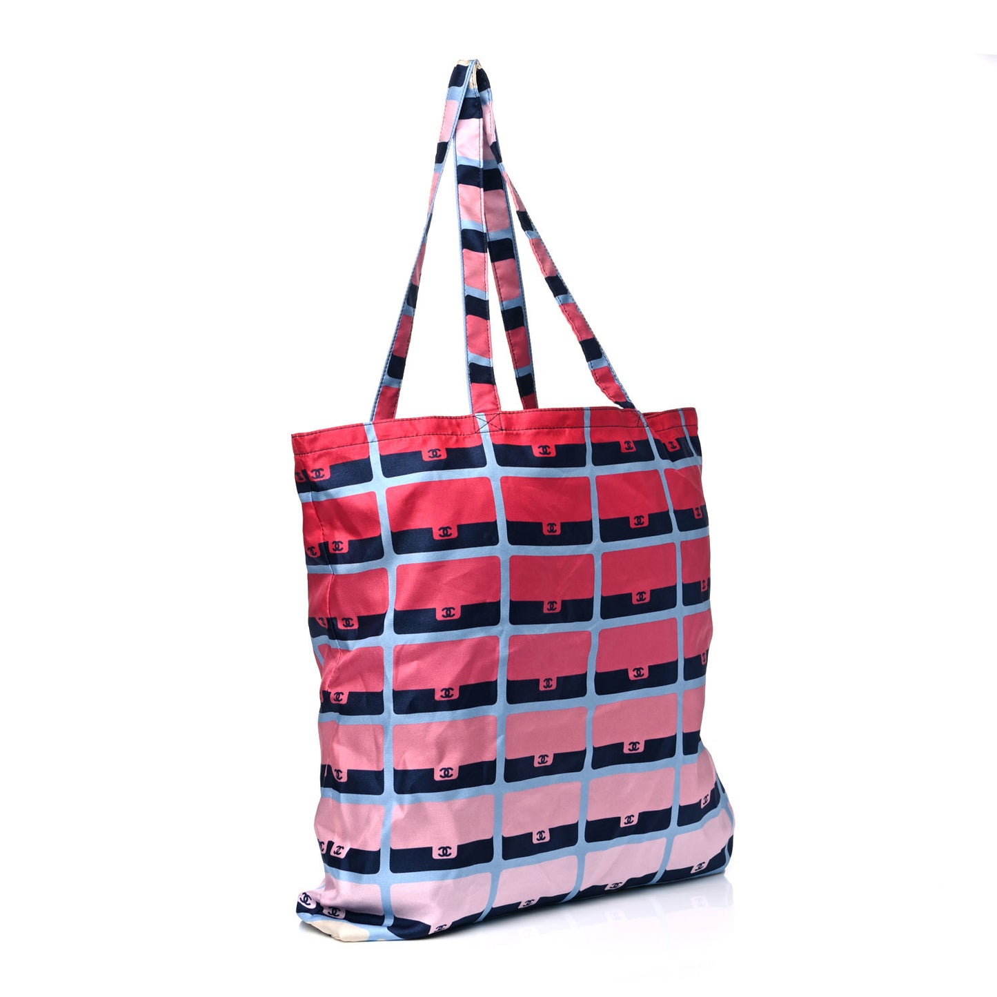 Caviar Fabric Quilted Foldable Tote With Chain Black Multicolor