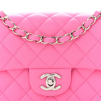 Chanel Lambskin Quilted Mini Rectangular Flap Neon Pink 8 of 12