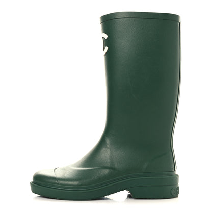 Chanel Caoutchouk CC High Boots 39 Dark Green 1 of 7
