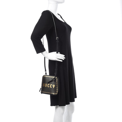 Gucci X SEGA Calfskin GUCCY Stars Mini Dome Shoulder Bag Black Gold 2 of 11