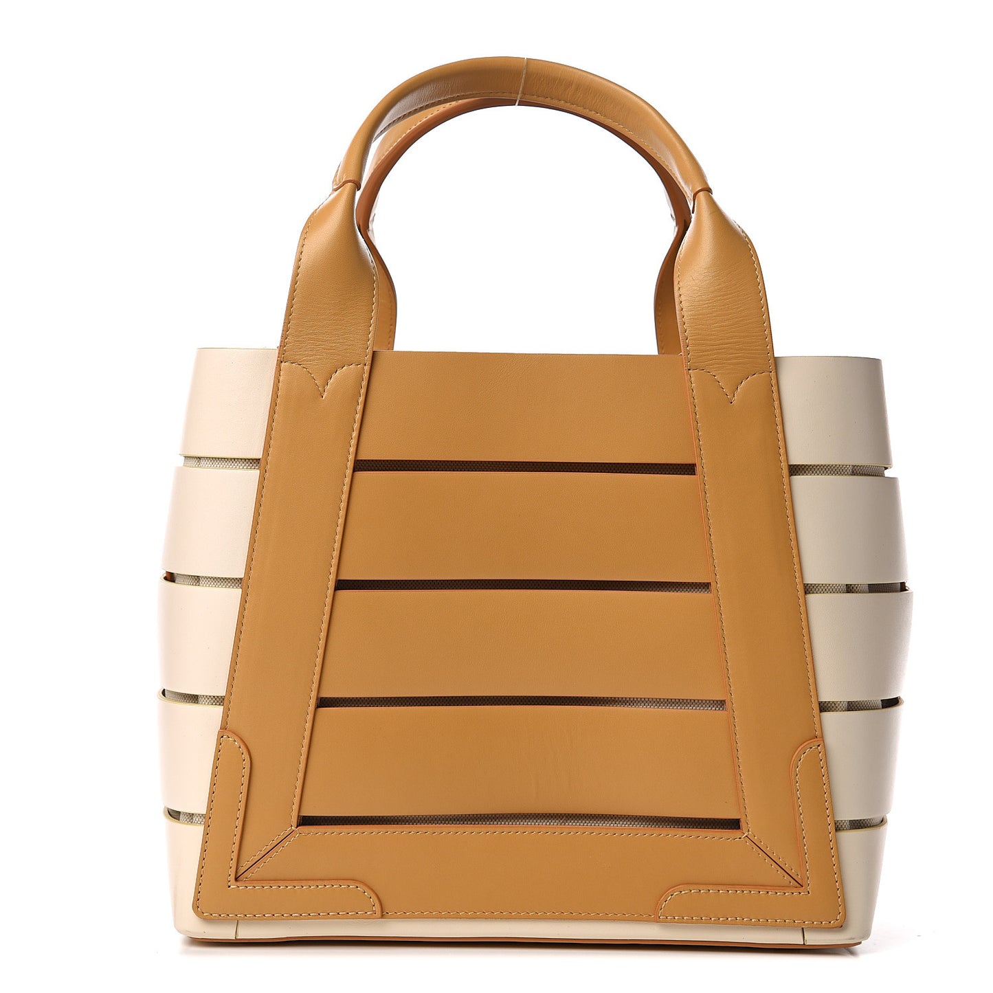 Calfskin Canvas Cutout Tote Sand