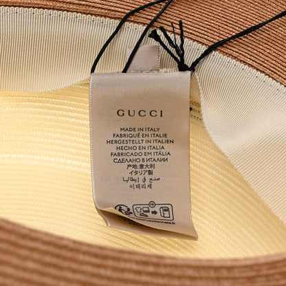 Gucci Straw Effect Fabric Wide Brim Hat With Bow XS White Black 9 of 9