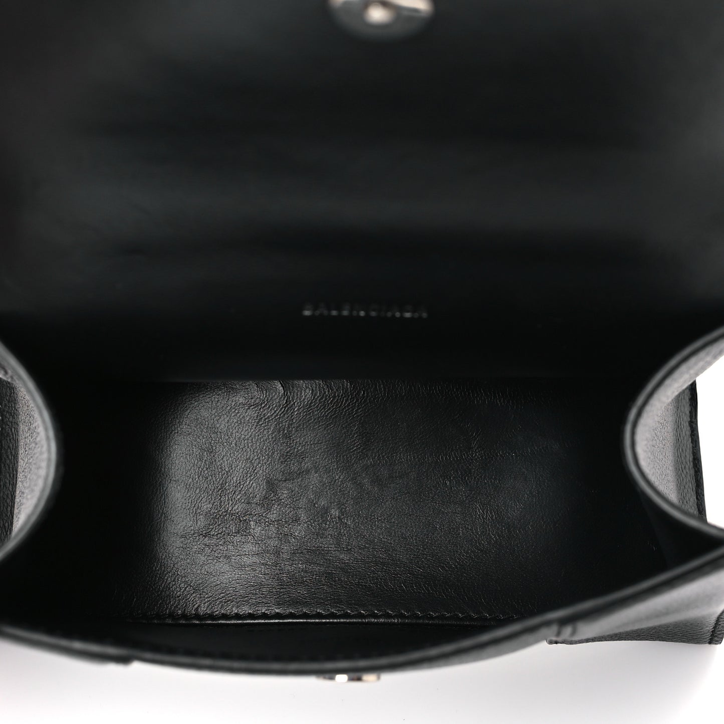 Grained Calfskin Hourglass Top Handle Bag XS Black