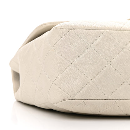 Chanel Caviar Quilted Jumbo Single Flap Bijoux Chain Ivory 9 of 14