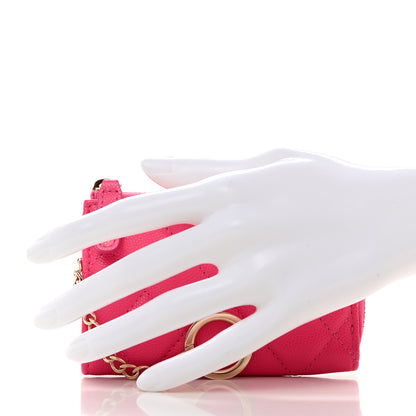 Chanel Caviar Quilted Zipped Key Holder Case Pink 2 of 8