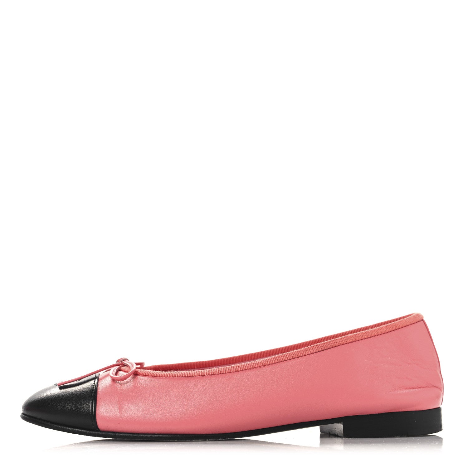 Chanel Lambskin Cap Toe CC Ballerina Flats 39 Coral Black 1 of 9